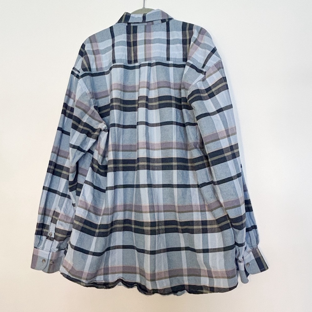 Wrangler blue plaid 20X button down long sleeve collar western shirt green navy - Picture 3 of 4